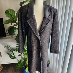 Vintage Hunter's Run Women's Double Breasted Heathered Wool Trench Coat Sz 5